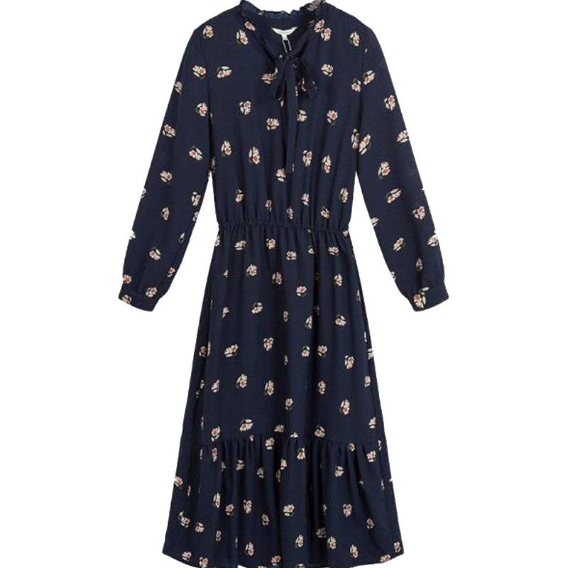 拉贝缇连衣裙中长款秋季温柔风长袖秋款碎花显瘦鱼尾中长裙女60005850