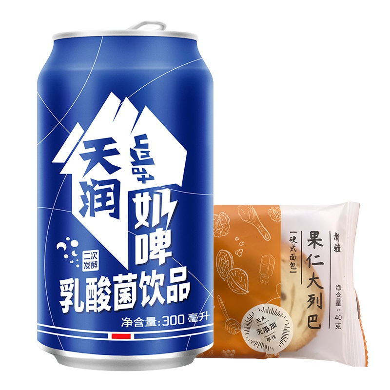 天润奶啤乳酸菌饮料300ml爱维纤多新疆果仁大列巴40g搭配套餐面包