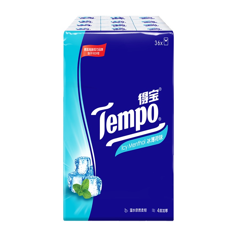 得宝 (Tempo)手帕纸 迷你4层*36包 冰薄荷味