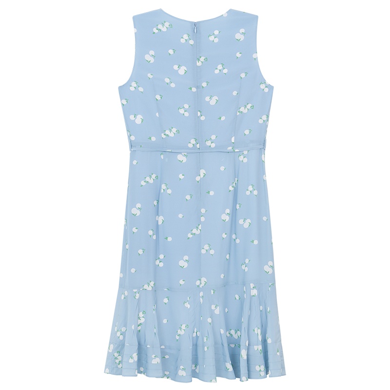 鄂尔多斯 1980春夏桑蚕丝腰部系带印花减龄连衣裙