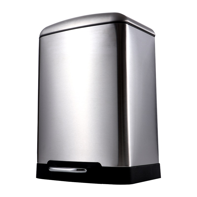 欧润哲 垃圾桶 12升正方鼓形静音款 不锈钢脚踏垃圾桶家用创意翻盖收纳桶酒店办公室清洁桶