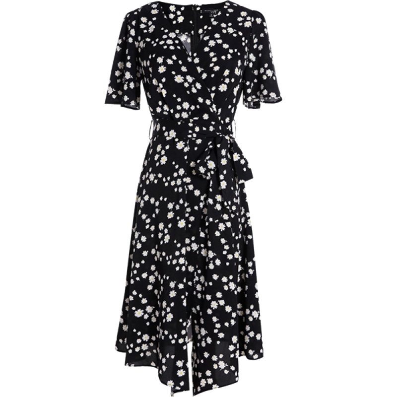 欧昵雪夏季亲子装时尚小雏菊碎花母女连衣裙法式桔梗裙子