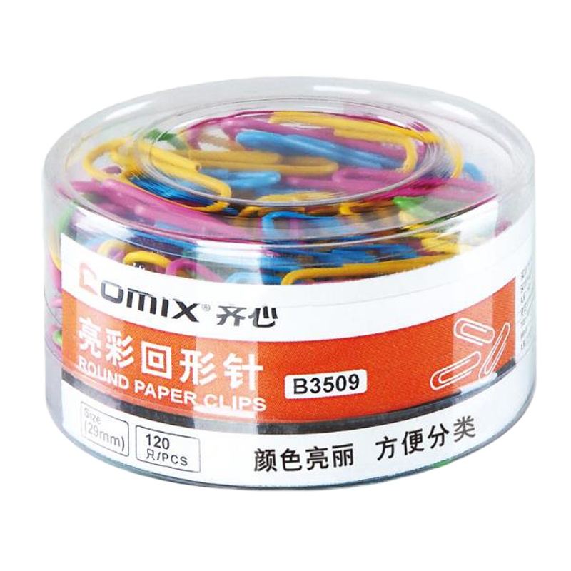 齐心(COMIX)B3509彩色回形针5筒装