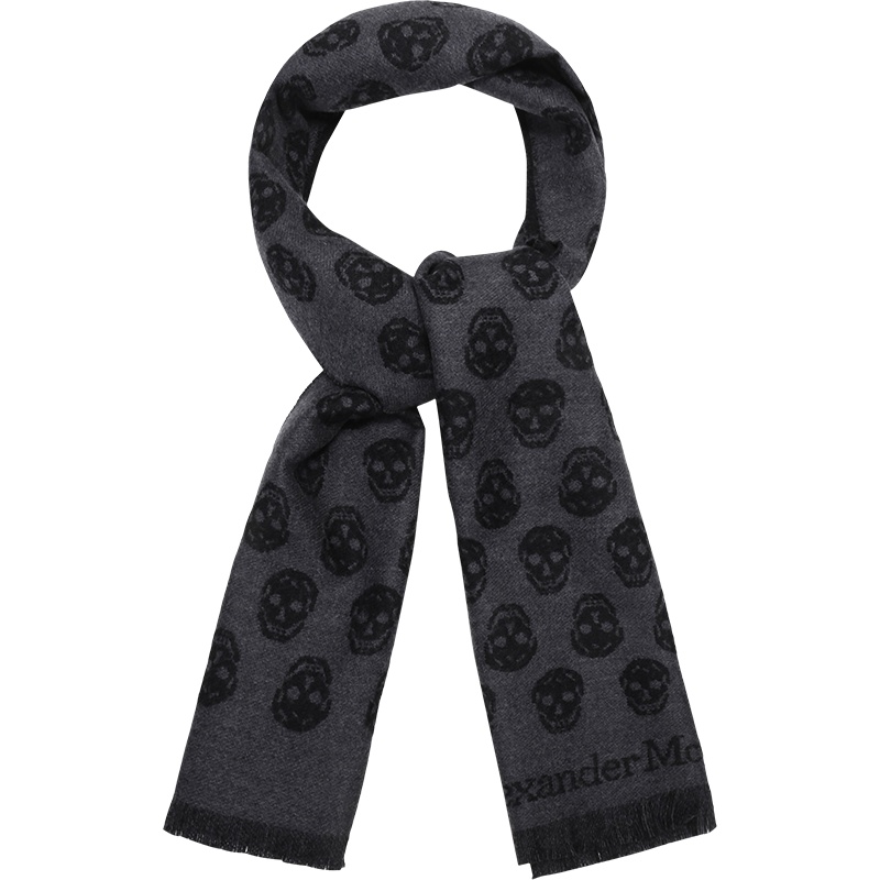 亚历山大·麦昆 ALEXANDER MCQUEEN 男士 羊毛双面Skull围巾624425 4200Q