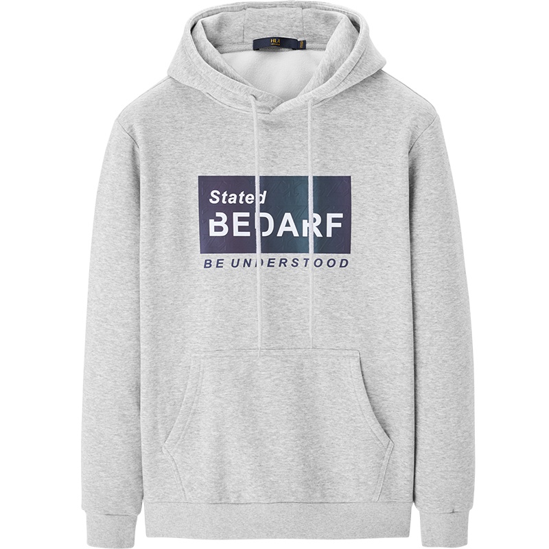 HLA海澜之家休闲连帽卫衣2019冬季舒适时尚印花套头衫男 HNZWJ4R116A