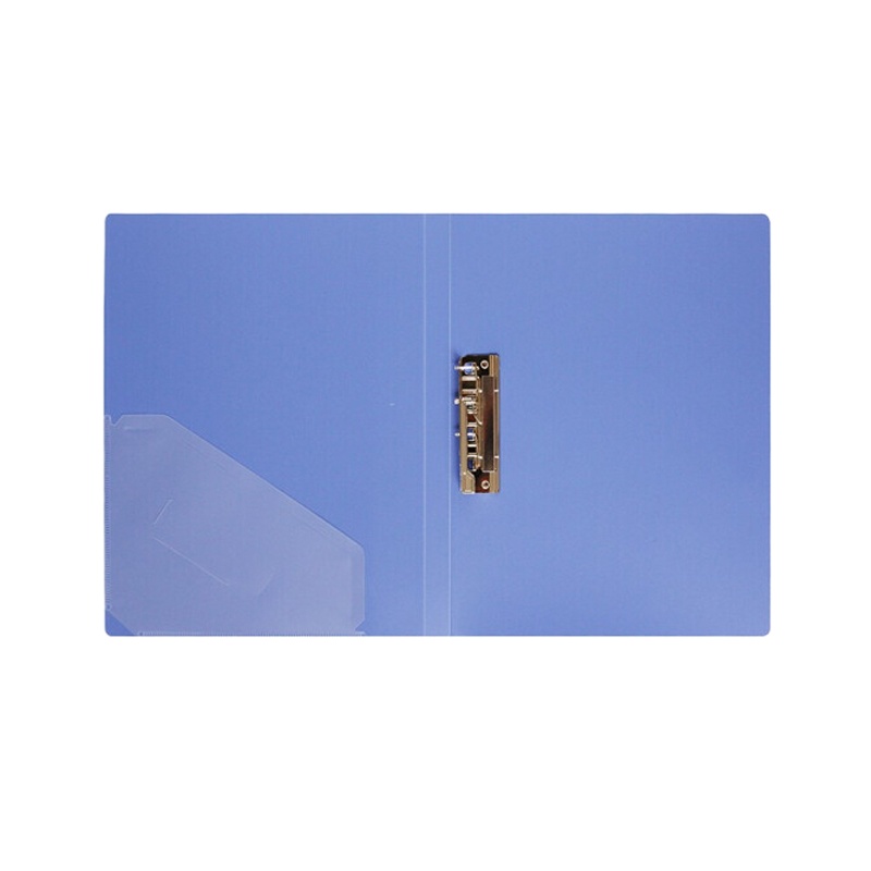 得力(deli)A4文件夹单夹+插袋 资料夹整理夹强力夹 蓝色 5363