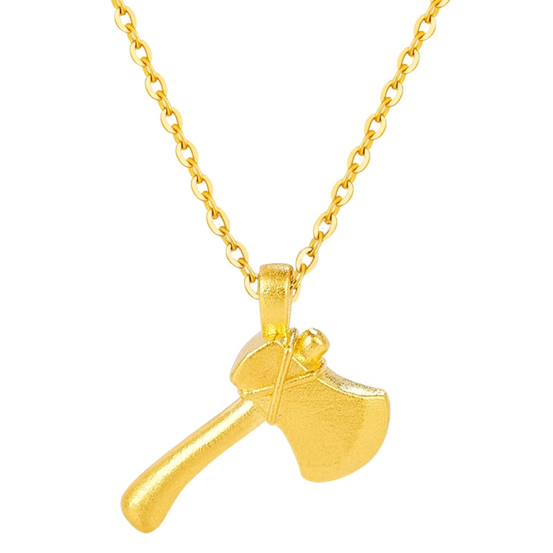 黄金码头5D足金999无氰硬金斧子吊坠新年春节送朋友爱人黄金礼物
