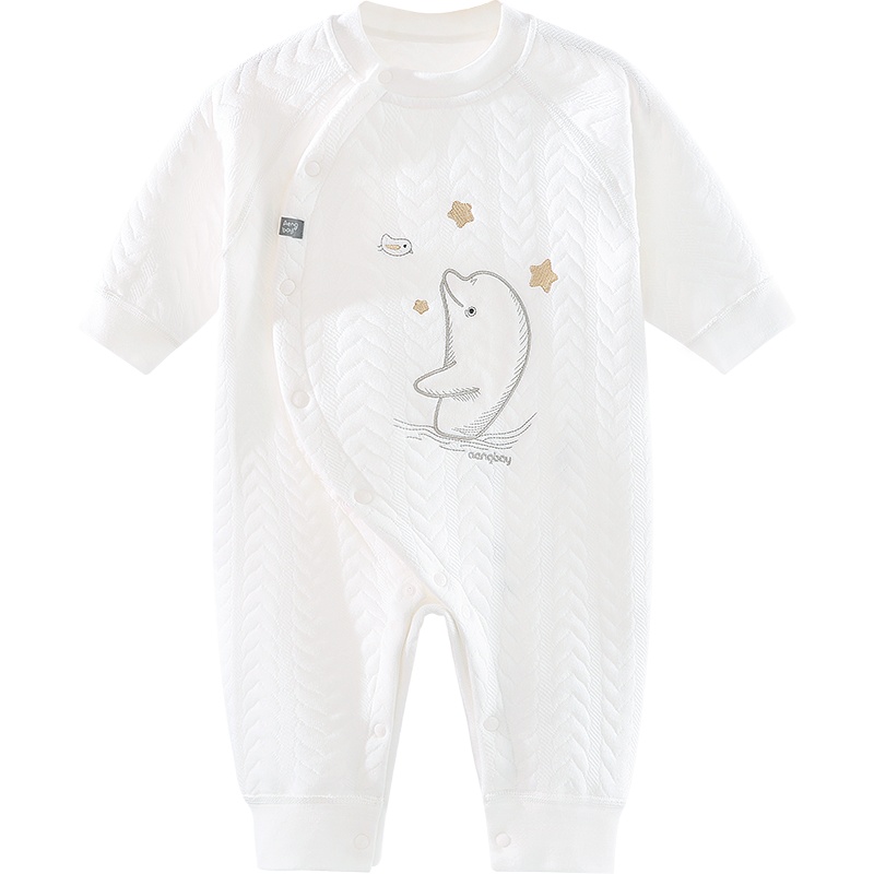 Aengbay 连体衣婴儿秋冬装外出服超洋气宝宝满月服纯棉哈衣爬服