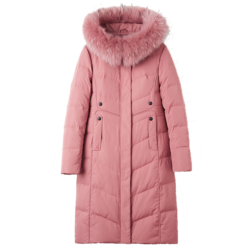 冰洁大毛领羽绒服女中长款厚款防寒冬天外套潮J80141038