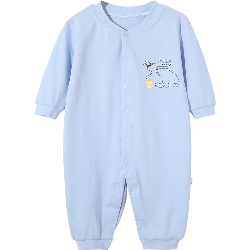 儿童连体睡衣春秋款宝宝连体长袖纯棉男童婴儿家居空调爬服