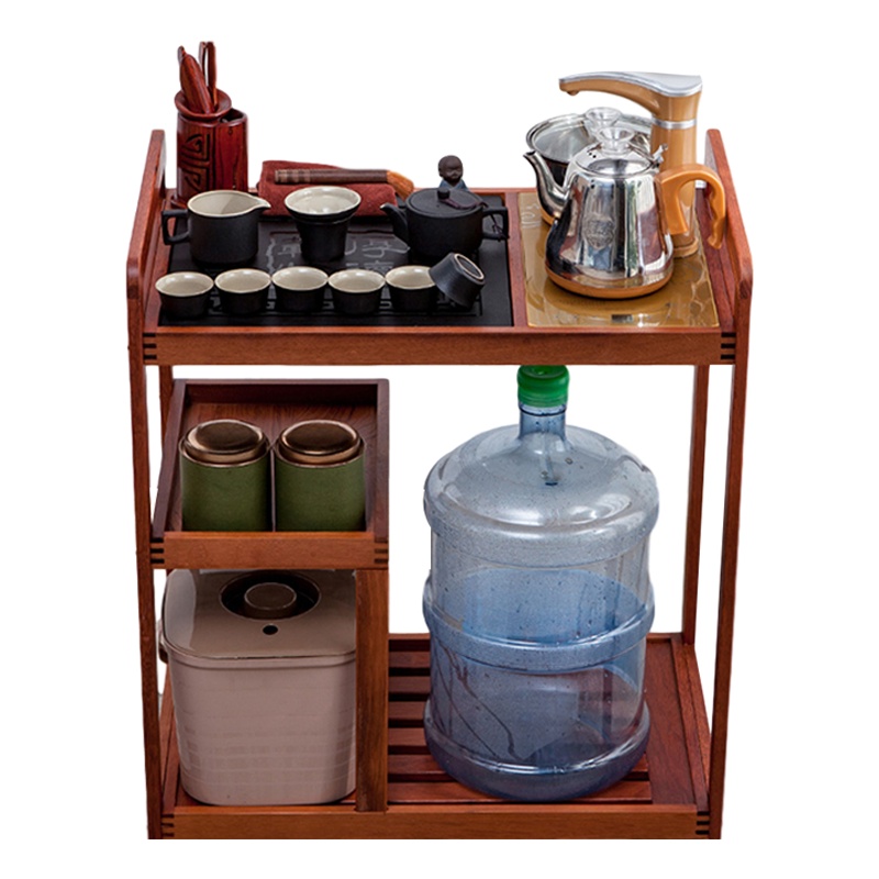 创世人 茶车移动乌金石茶台简约家用茶水柜实木茶桌自动上水电磁茶具套装