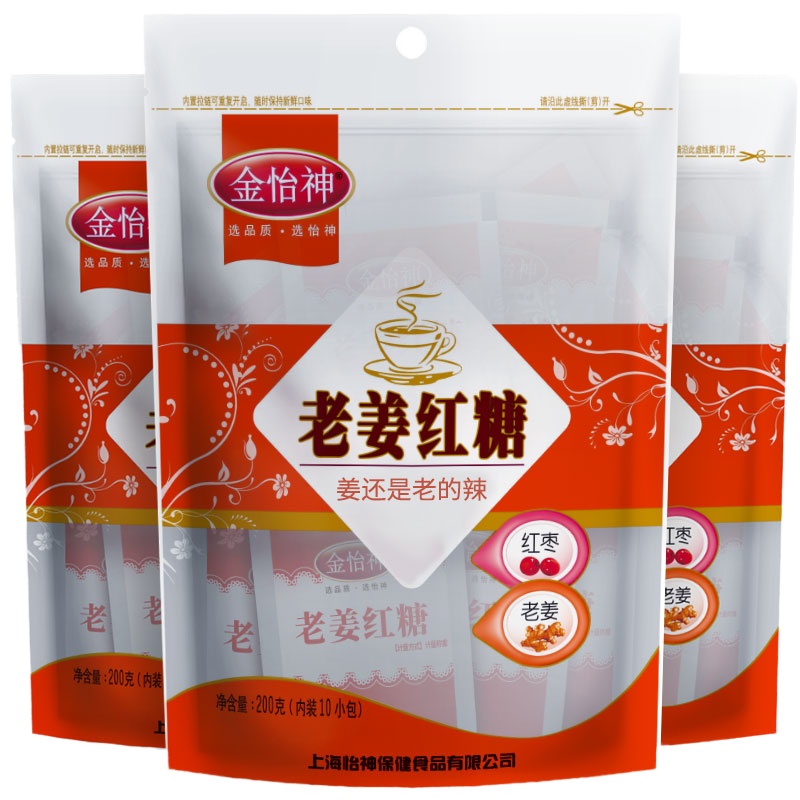 金怡神老姜红糖姜茶老姜红枣红糖姜茶古法熬制老红糖小袋装200g*3