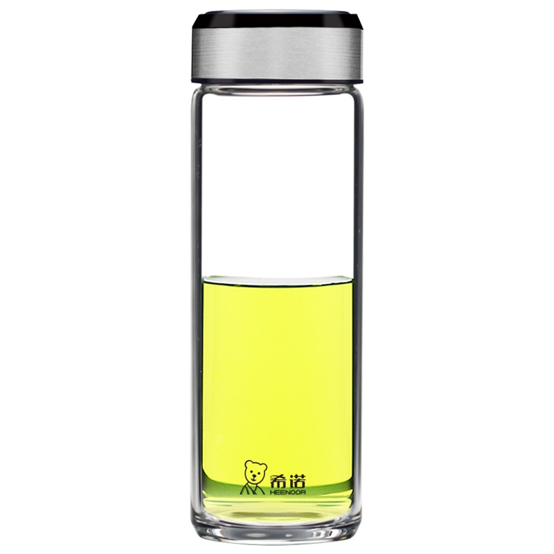 希诺 XN-6052 单层玻璃杯 420ml 加厚带盖透明家用水杯 (单位:个)