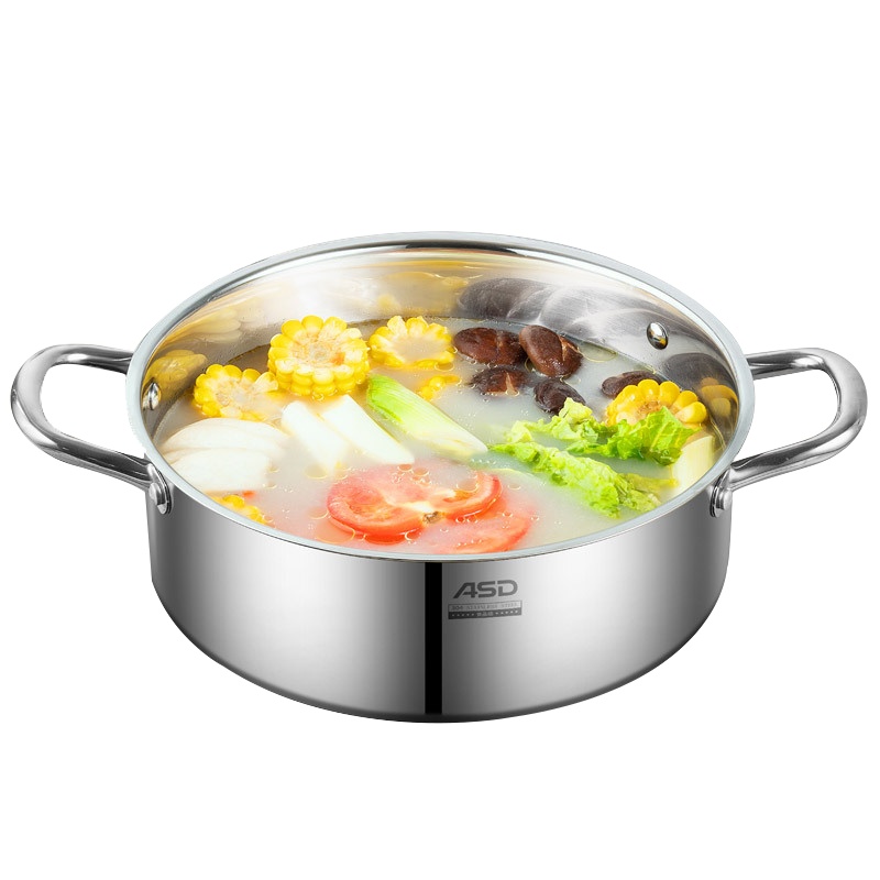 爱仕达(ASD) 火锅32CM 304不锈钢大容量复底 清汤火锅 FS32A1WG
