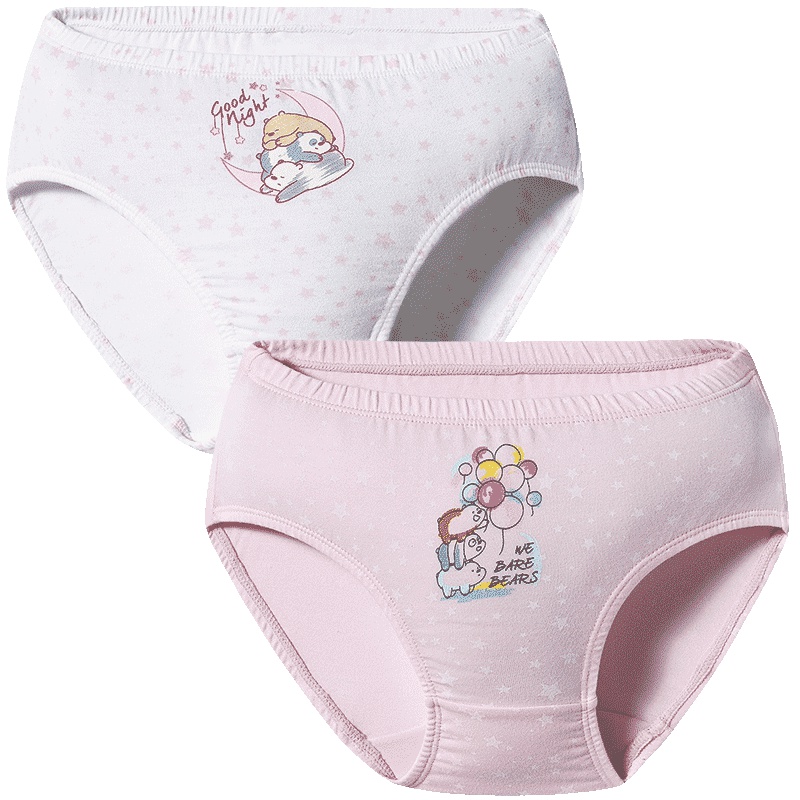 三枪咱们裸熊舒肤弹力棉女童三角裤(两枚装)