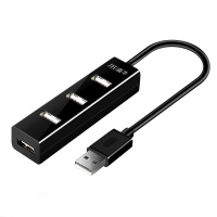 晶华 USB2.0分线器 一拖四多口高速集线器HUB多孔转换器电脑多接口鼠标键盘笔记本扩展坞 黑色1米Z412C