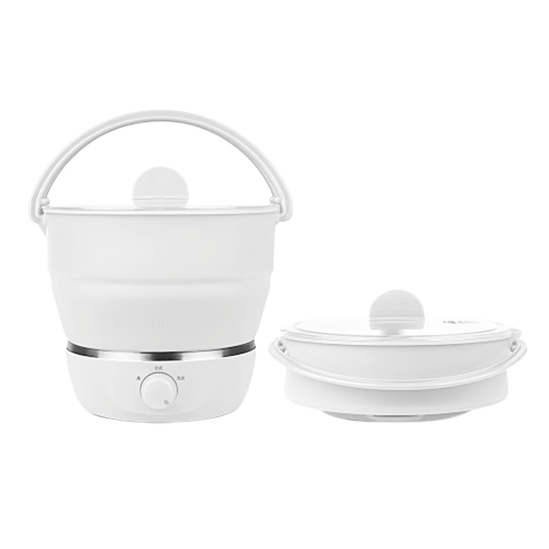 北欧欧慕(nathome)A4折叠电煮锅旅行便携式多功能温度调节防干烧迷你煮面宿舍学生单身野营锅小电火锅 白色