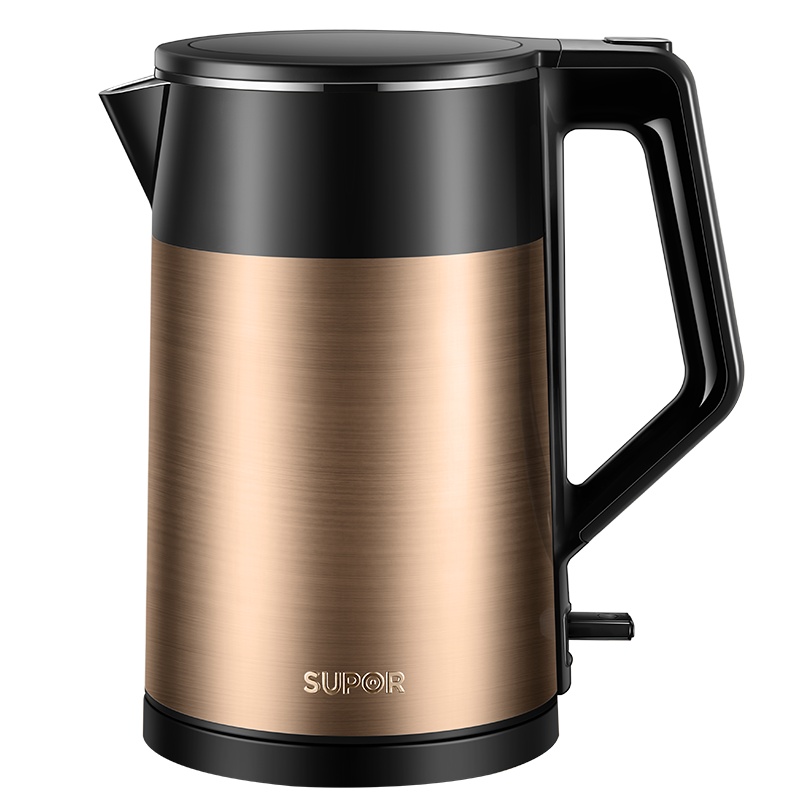 苏泊尔(SUPOR)电热水壶1.5L大容量家用自动断电 防干烧双层彩钢热水壶双层防烫烧水壶SW-15T30B