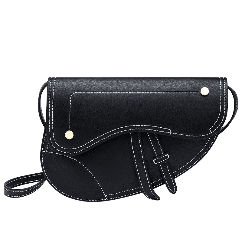 高尔夫GOLF耐磨牛皮女士斜挎包复古马鞍包潮流时尚大容量单肩包