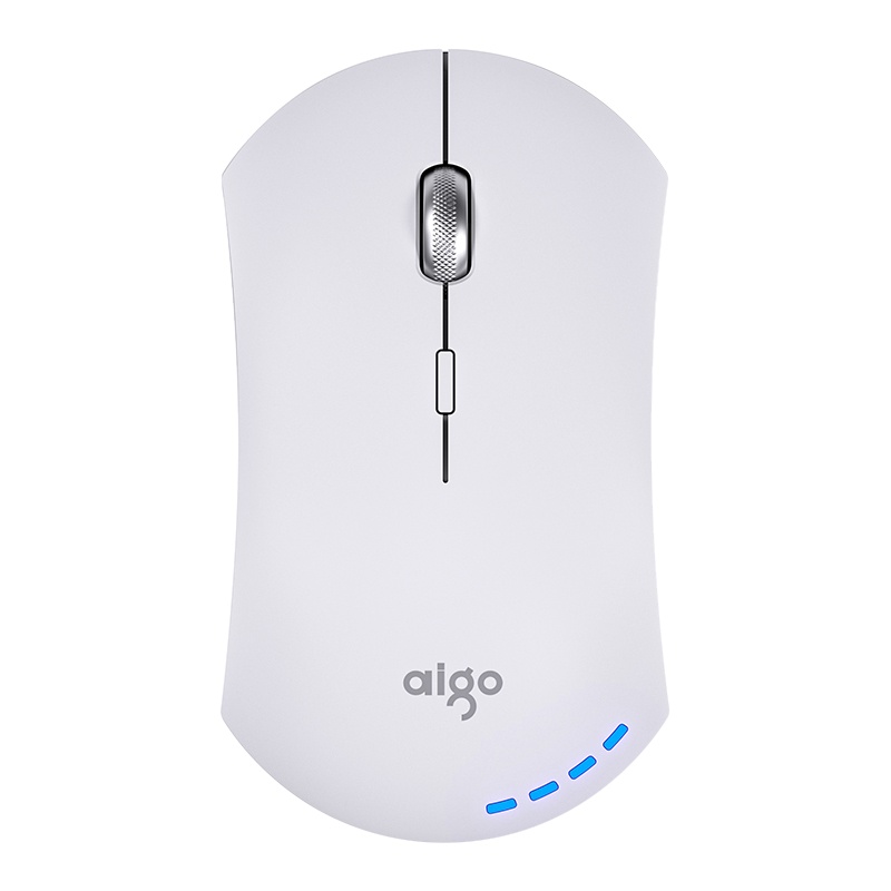 爱国者(AIGO) 4D安静电量可视炫彩多色充电无线鼠标 M200 白色 五金滚轮 续航时间长
