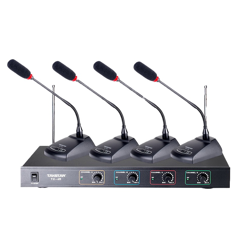 得胜TC-4R 一拖四无线麦克风 (4手持话筒) 会议专业舞台演出K歌主持 VHF定频可换腰夹台式