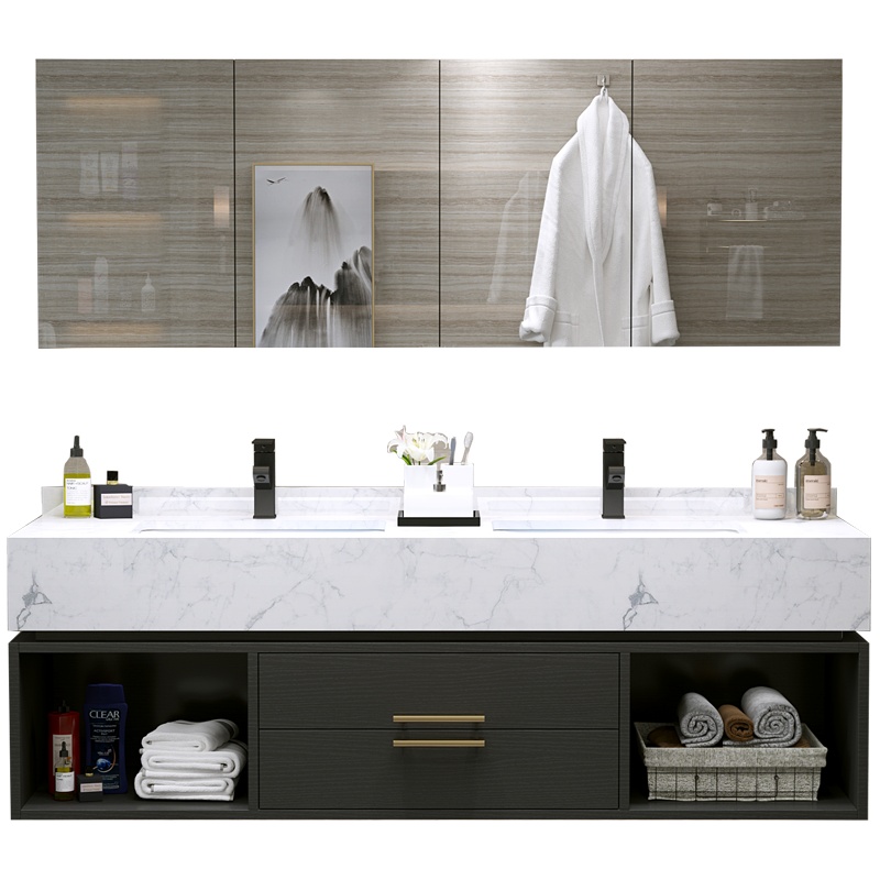 克丽▪菲儿定制北欧大理石浴室柜组合酒店式卫生间洗漱台洗手洗脸盆柜组合挂墙式简约现代