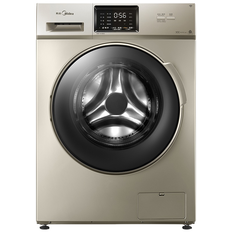 美的(Midea)MD100-1433WDXG 10公斤全自动洗干一体机滚筒洗衣机 干衣机 变频智能 家用 金色