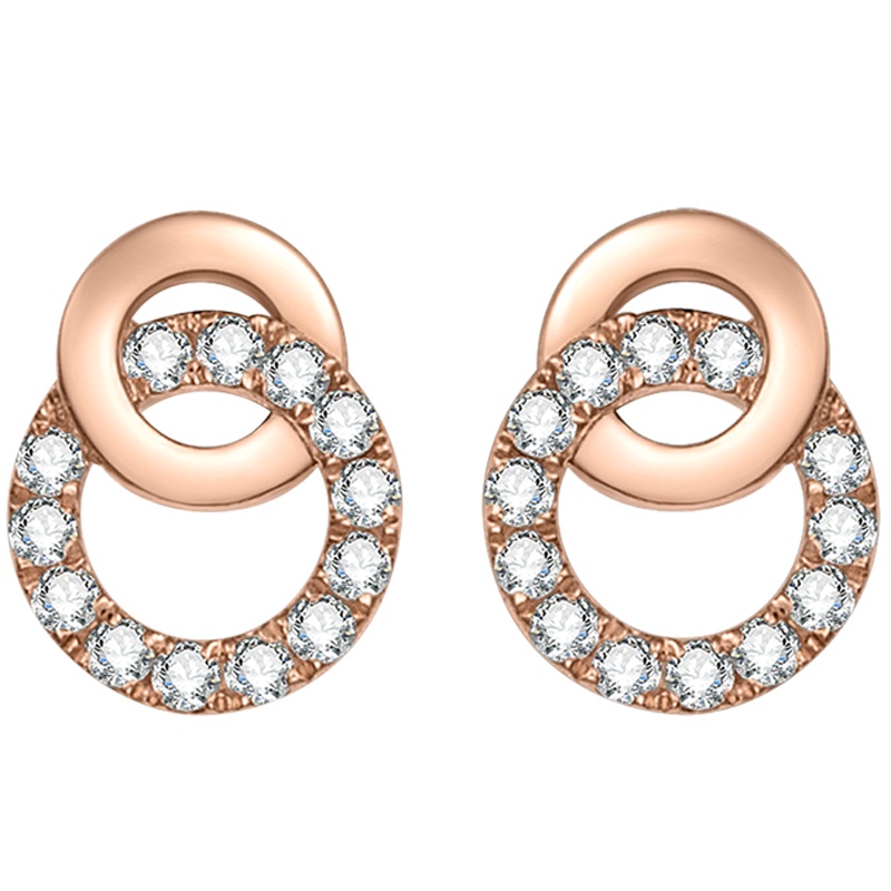 金一18K玫瑰金立方氧化锆-圆梦-女士K金耳饰(定价)CEF012