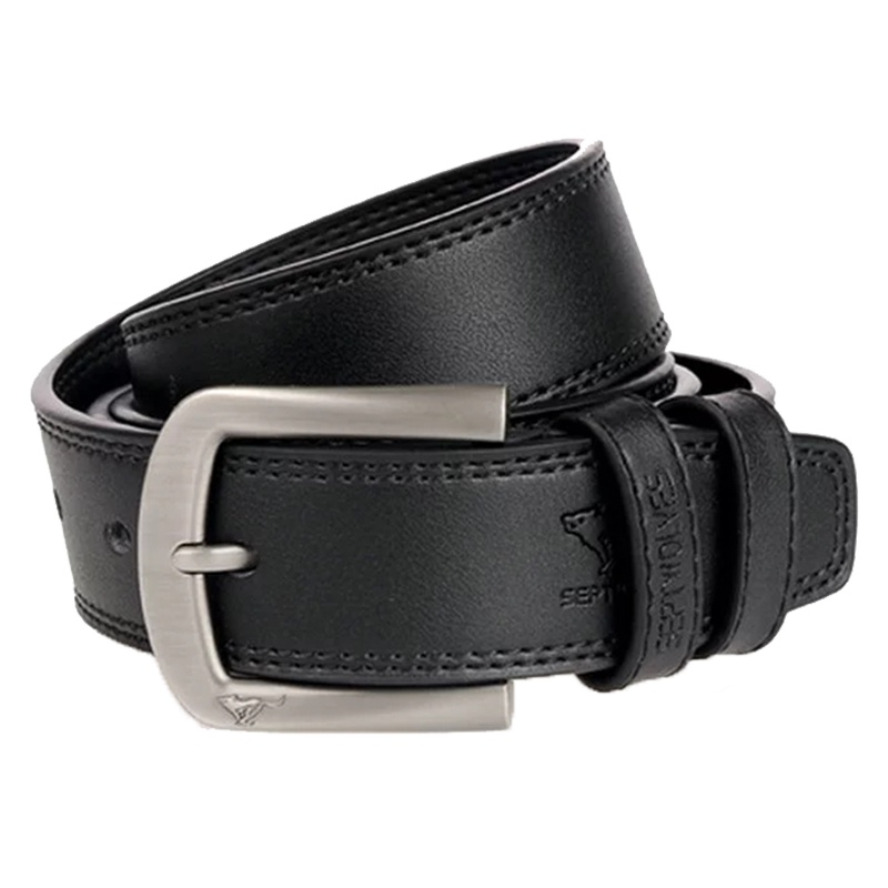 七匹狼男士皮带 休闲牛皮百搭男士针扣皮带腰带裤腰带77A92058400 黑色