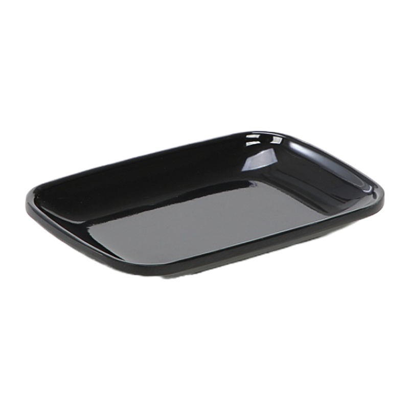 商用肠粉盘子塑料烧烤碟长方形油条专用仿瓷碟子密胺餐具火锅菜盘 黑色 7.5英寸(中号)长方碟