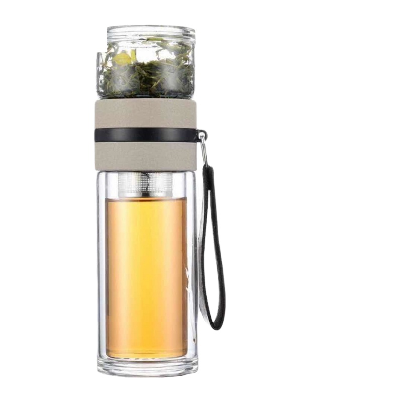 封后(FENGHOU)办公双层玻璃杯车载茶水分离泡茶杯男女过滤水杯便携随手养生杯子 细网大号450咖啡色 大部分人选