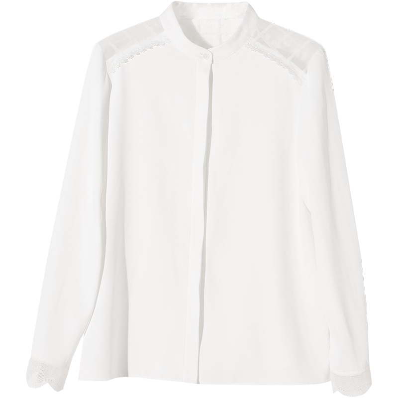 娅丽达女装2019秋季新款纯色衬衫女宽松韩版外穿圆领长袖外套I7202