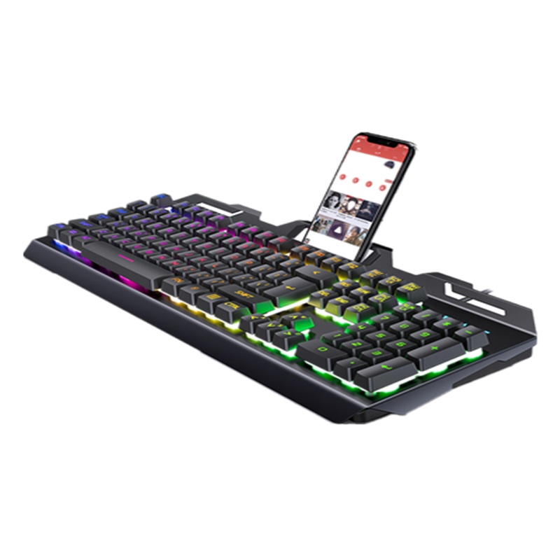 金属机械手感键盘有线游戏台式电脑笔记本外接usb吃鸡家用办公电竞手机槽发光薄膜背光网吧网咖miss外设