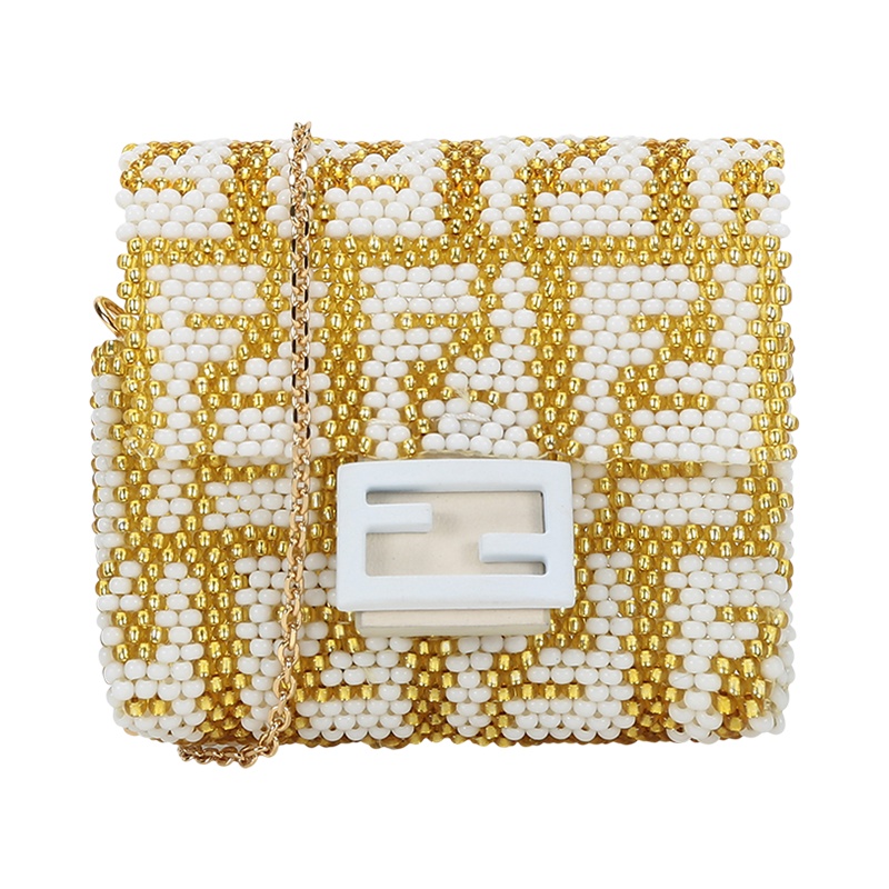 FENDI 女士 BAGUETTE系列玻璃/牛皮革单肩斜挎包耳机包吊饰7AR906 AGKY