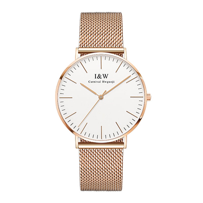 瑞士爱沃驰(I&W)手表 男表石英表 轻奢时尚潮流女士石英表 超薄米兰钢带防水情侣表 男表 2020