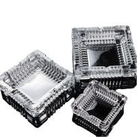 烟灰缸 水晶玻璃烟灰缸 创意方形简约个性家用客厅办公室烟缸 条纹款-直径15cm