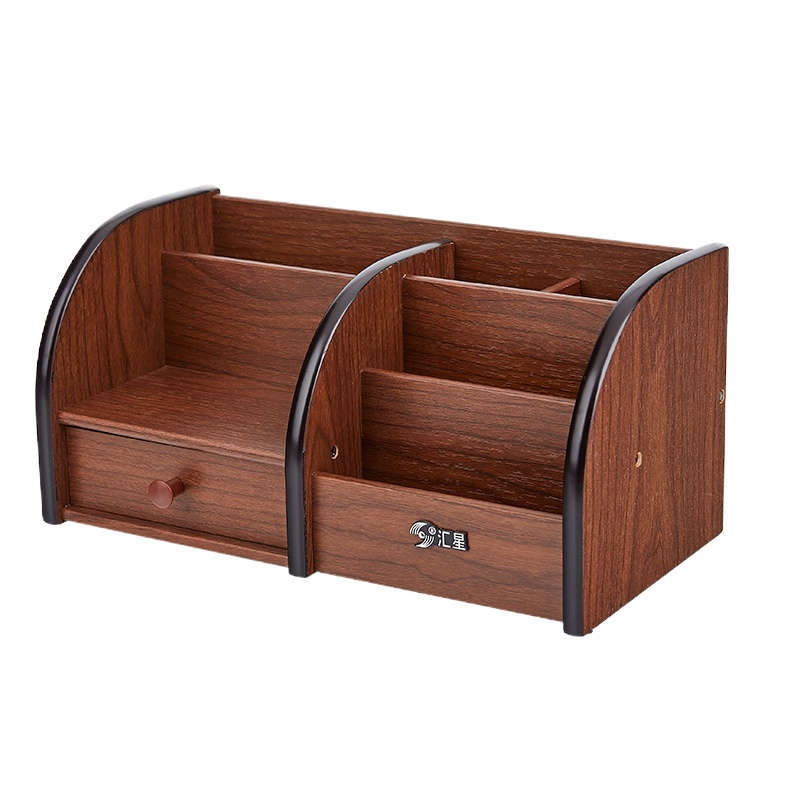 创意时尚笔筒摆件木质桌面纸巾盒多功能收纳盒定制复古中国风文具 三维工匠 大号1020