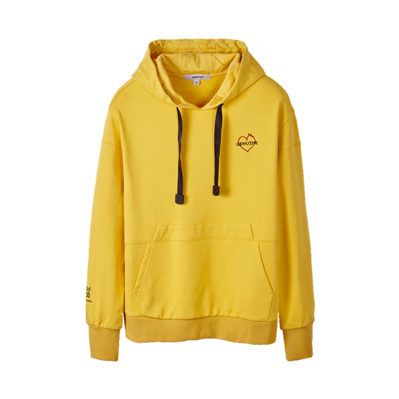 商场同款马克华菲卫衣男冬季时尚撞色刺绣连帽黑色青年休闲上衣