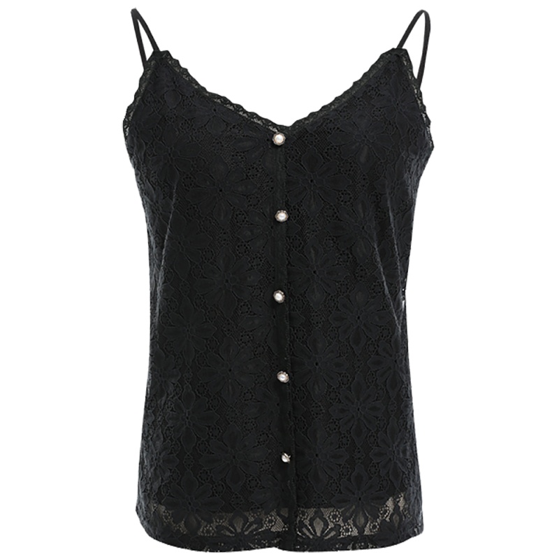 欧昵雪V领花边吊带蕾丝衫小背心女修身打底内搭上衣