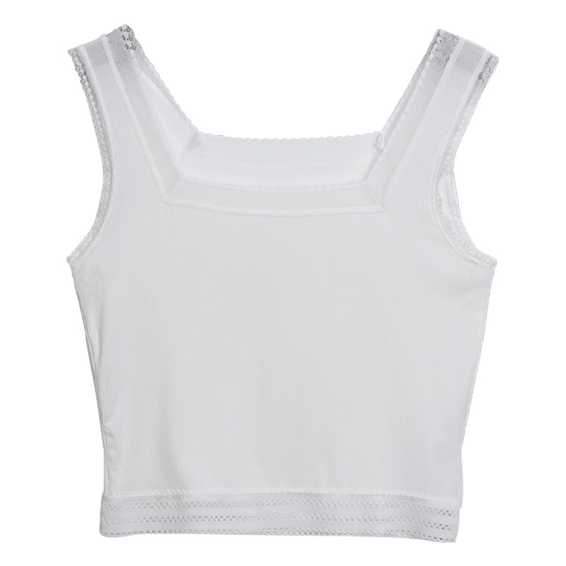 红豆21年新款女士背心女式性感蕾丝莫代尔修身内搭方领露脐短款背心