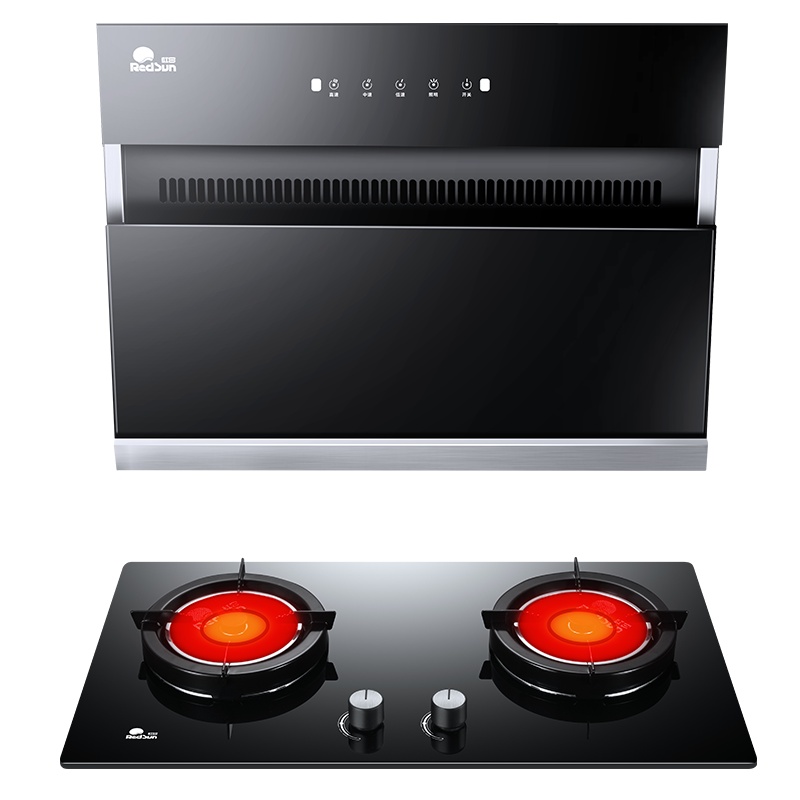红日(Redsun)16立方大吸力触控油烟机红外线聚能猛火燃气灶烟灶套装小厨精选(液化气)