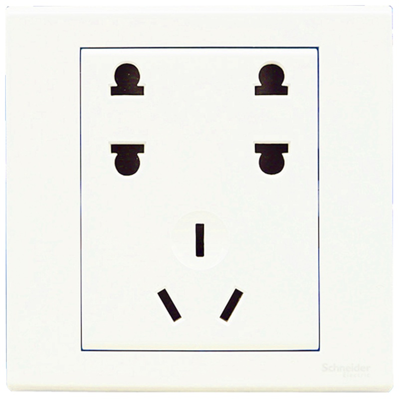 施耐德电气（Schneider Electric）电源插座 如意经典白 10A 二二三插 七孔插座墙壁电源 86型