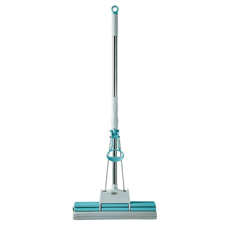 开普特 拖把免手洗家用一拖净卫生间吸水海绵拖布滚轮挤水懒人免手洗赠拖头27*27cm杆头 WH-3306