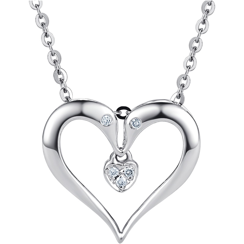 周大生定价钻石首饰套装 正品送女友送长辈女士款心型钻石套链表白