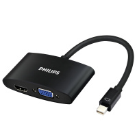 飞利浦（PHILIPS）Mini DP转HDMI/VGA转换器 高清视频转接头 苹果雷电接口笔记本投影仪连接黑