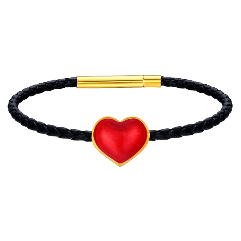 壹仟俩金心形手串女士路路通爱心串珠手链吊坠礼物送女朋友黄金手链黄金吊坠饰品定价