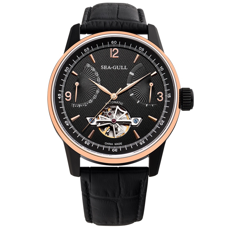 海鸥表(SEAGULL)男表 自动机械表 镂空飞轮多功能男士手表皮带防水腕表219.327