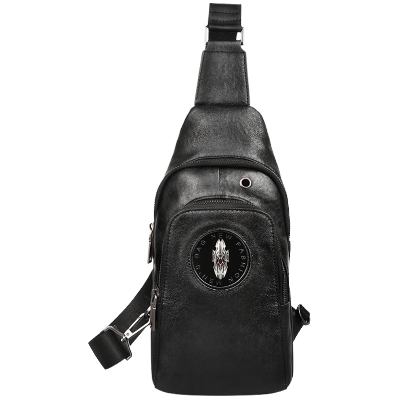 【顺丰配送】男士胸包真皮斜挎包韩版潮头层牛皮单肩包休闲斜跨背包男包TYB190797H