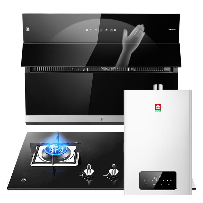 樱花(SAKURA)烟灶套餐侧吸抽油烟机燃气灶具热水器厨电烟灶热套装三件套JA06+BGC1T+NJP007(天然气)