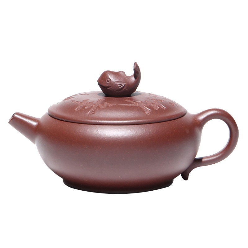 蕙韵 『年年有余』宜兴原矿老紫泥紫砂壶 家用功夫茶具泡茶壶刻字 160ml